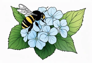 Hydrangea flower with a small bee tattoo idea