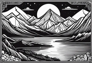 mountains, road, lake, yurt, sun, kyrgyzstan tattoo idea