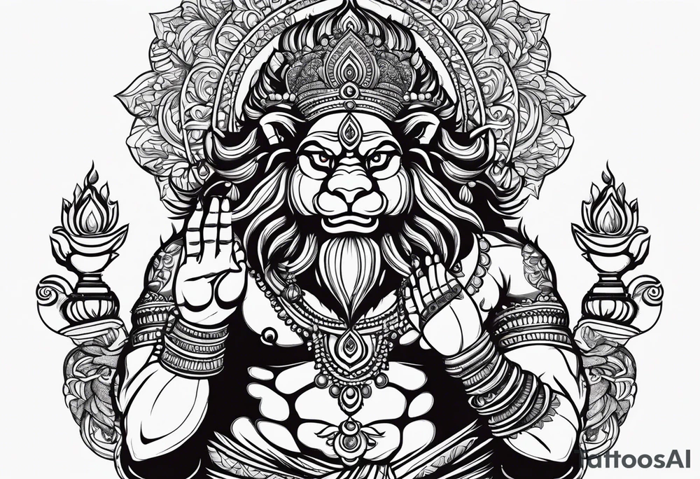 Narasimha holding God laxmi tattoo idea