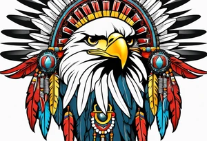Eagle with native war bonnet tattoo idea