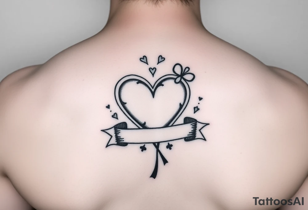 Cute Heart in a Shamrock patch with a banner tattoo idea