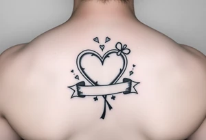 Cute Heart in a Shamrock patch with a banner tattoo idea