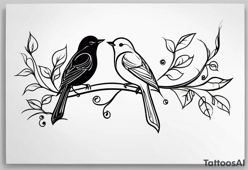 Small birds and vines tattoo idea