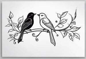 Small birds and vines tattoo idea