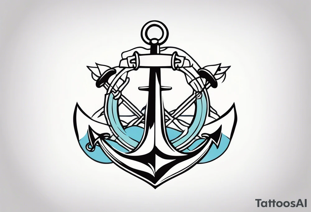 simple anchor and trident tattoo idea