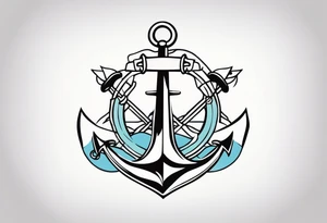 simple anchor and trident tattoo idea