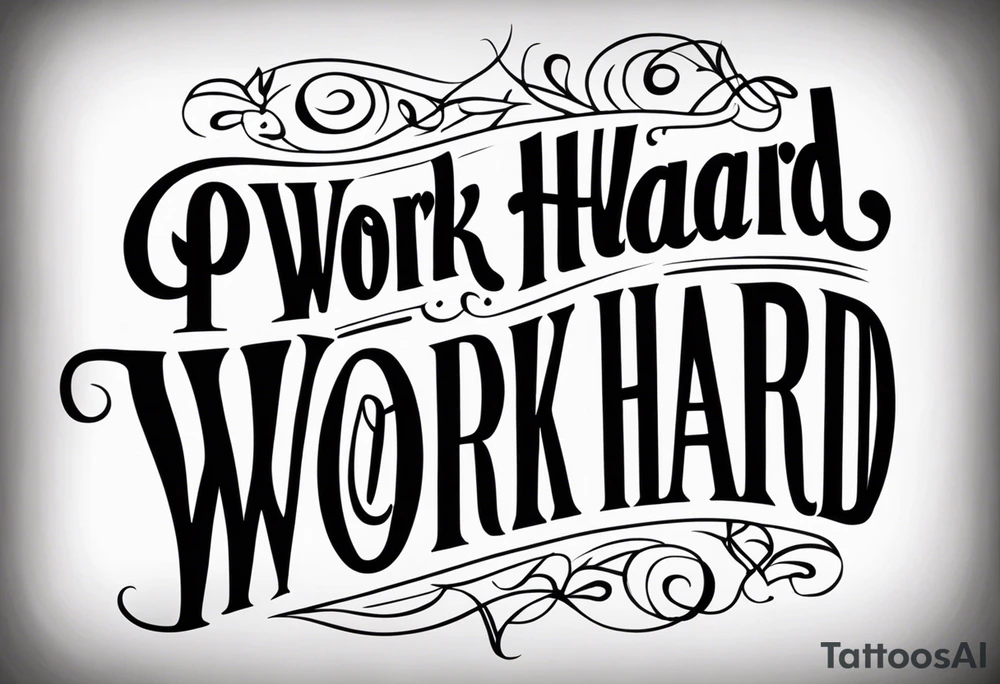 I want a tattoo containing the following two words "work hard" and "play hard". tattoo idea