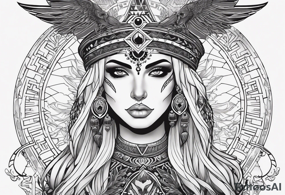 kali, alien goddess, valkrye, pirate, zenza resonance, pachamama, lotus azul, blank panther, eagle, skull, 5D, nueva gaya, dna 12 tattoo idea