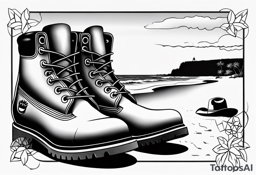 Keep it simple. A pair of timberland boots. two flip flops and a cowboyhat on the Beach. tattoo idea