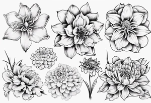 Japanese style tattoo background daffodils, chrysanthemum and waves tattoo idea