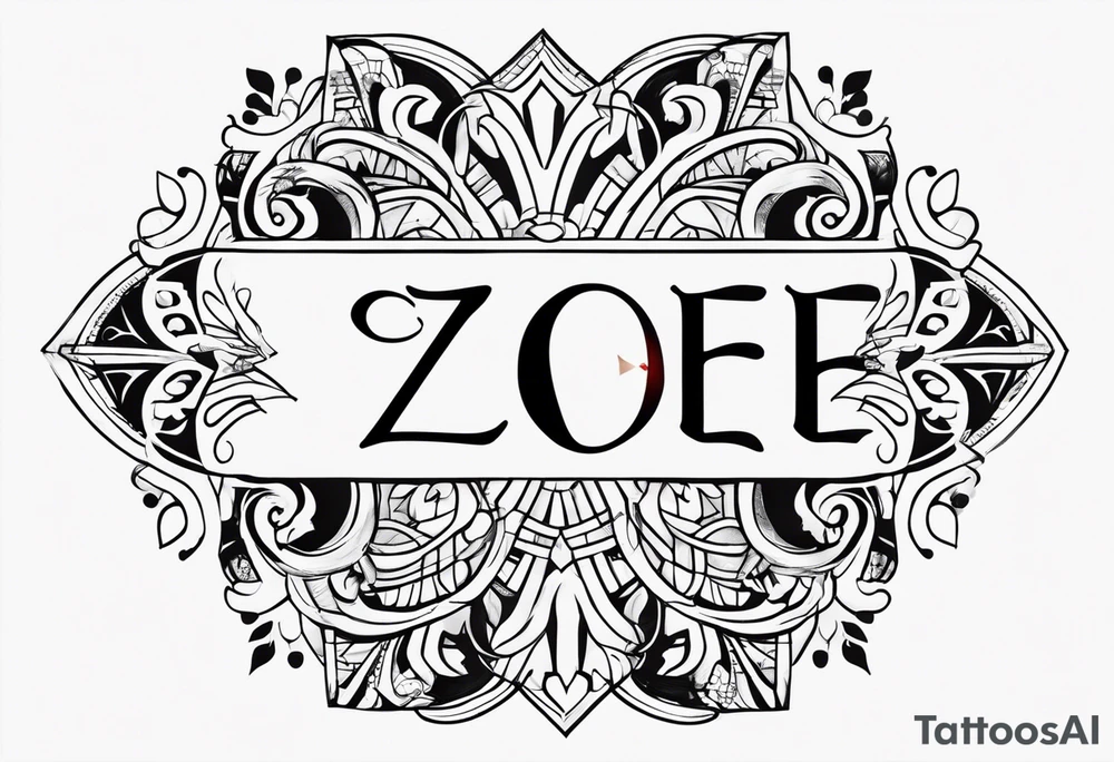 Zoe name written with a heart next to the couple tattoo idea tattoo idea