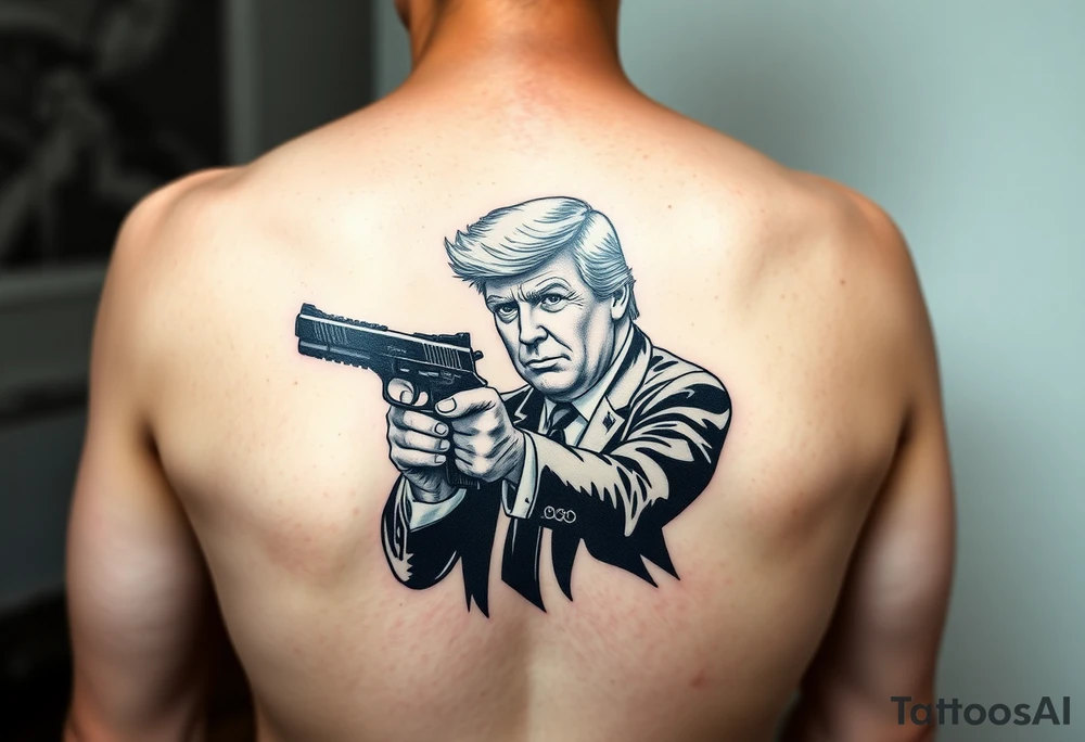 President Trump holding a gun to President Biden tattoo idea