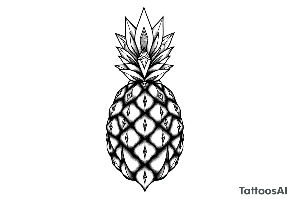 pineapple with diamonds and magestic, crown, vagina, anus, pubic tattoo idea