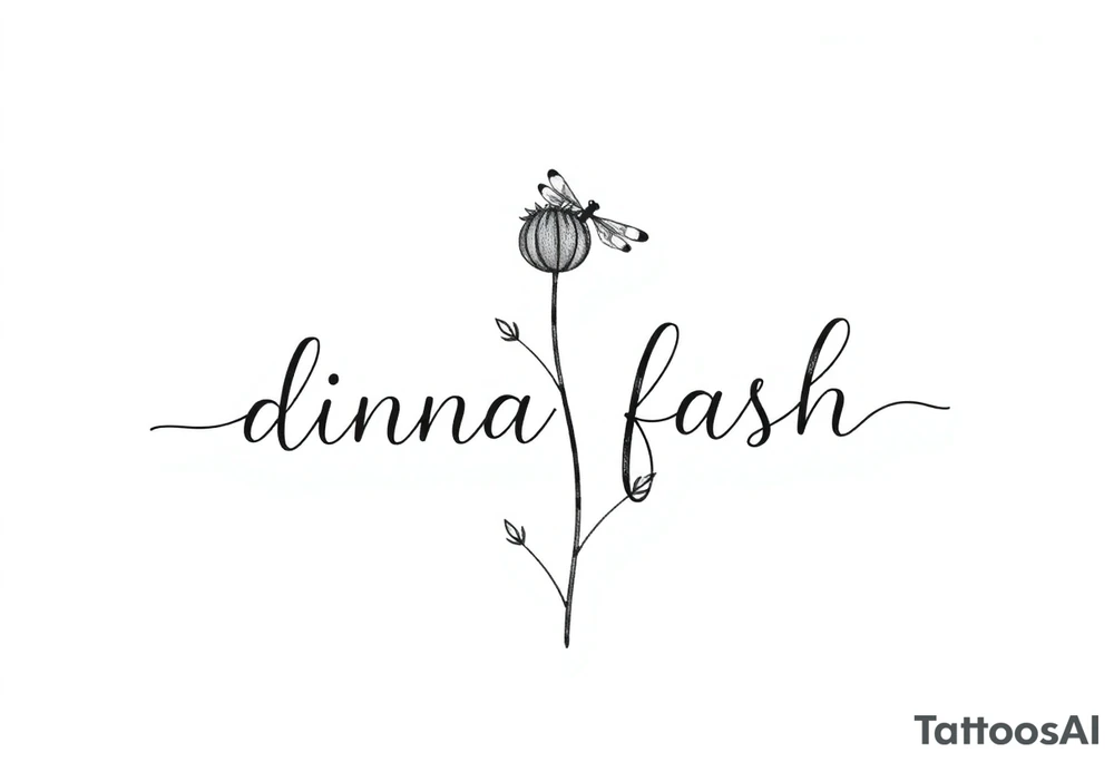 minimaliste thistle with dragonfly text : dinna fash tattoo idea