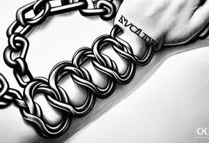 thick bike chain wrist tattoo idea