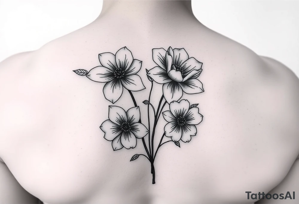 both january birth flowers that are dainty and fine line on the ribs tattoo idea