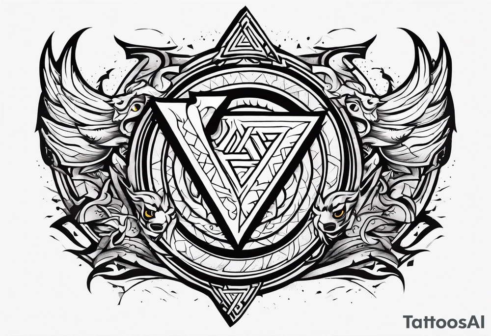 Valhalla sword shield dragon axe Valknut fire tattoo idea Valhalla sword shield dragon axe Valknut fire tattoo idea