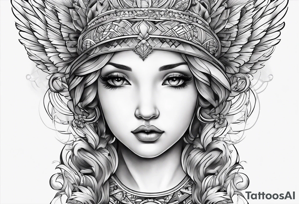 geometric cherub tattoo idea