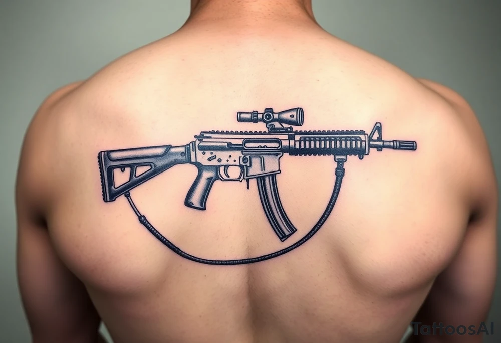 Pin up with ak 47 and a uzi tattoo idea