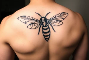 Angry hornet flying with arched body tattoo idea