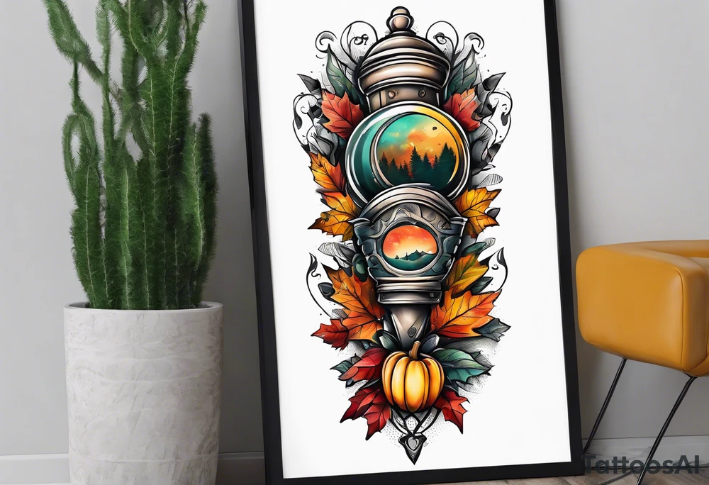 Knee tattoo with fall colors tattoo idea