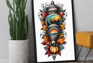 Knee tattoo with fall colors tattoo idea