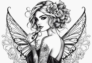 Fairy hairdresser holding scissors tattoo idea