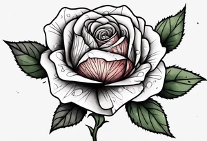 just the flower part of the rose with a stem that is bleeding, simple tattoo idea