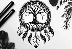 Dream catcher with tree of life in middle tattoo idea