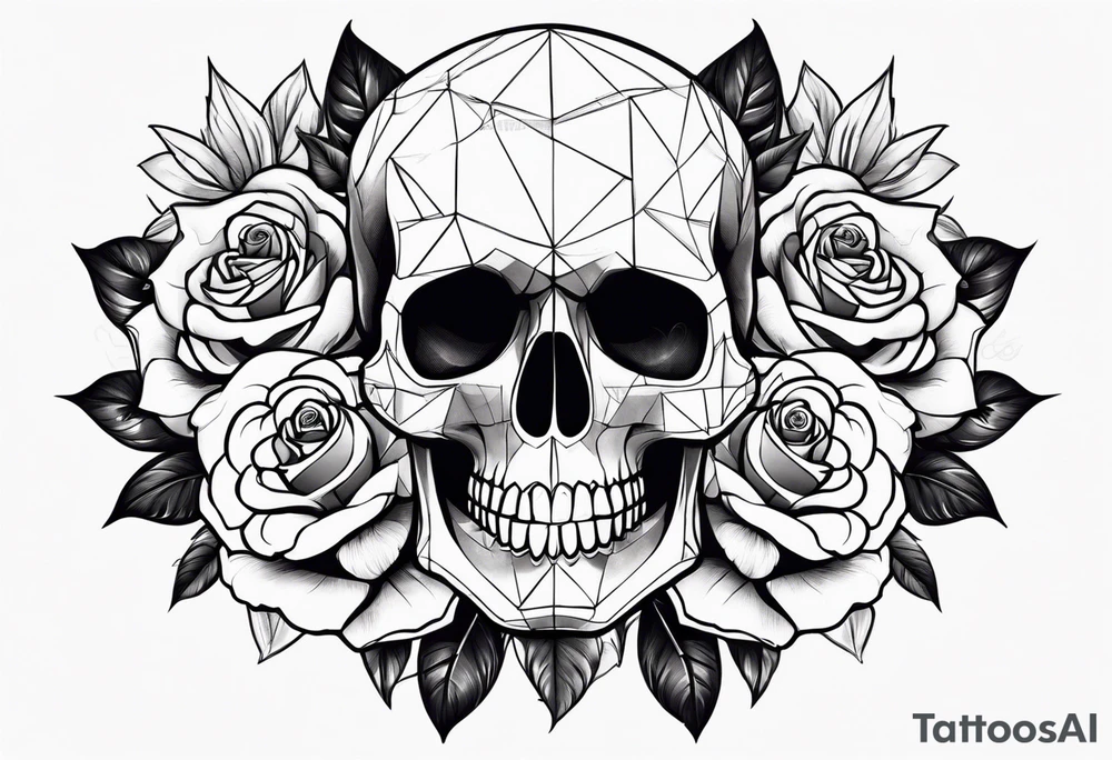 skull and roses tattoo idea