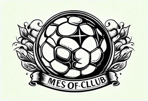 MÉS QUE UN CLUB text with soccer ball and a cross christian theme simple tattoo idea