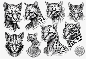cybernetic ocelot tattoo idea