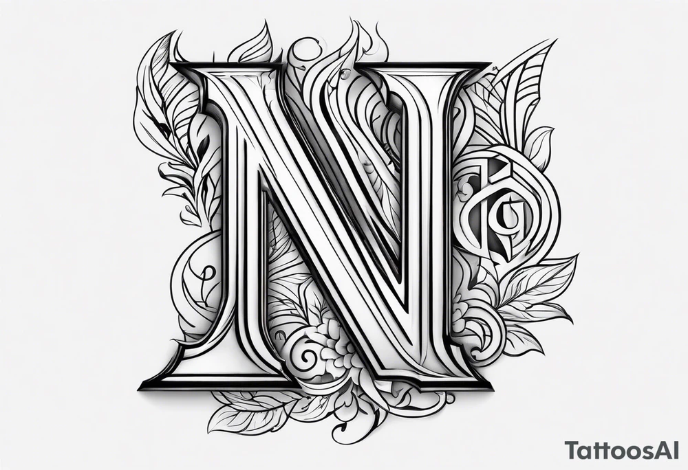 Write the word N A I N in a creative way in vertical tattoo idea