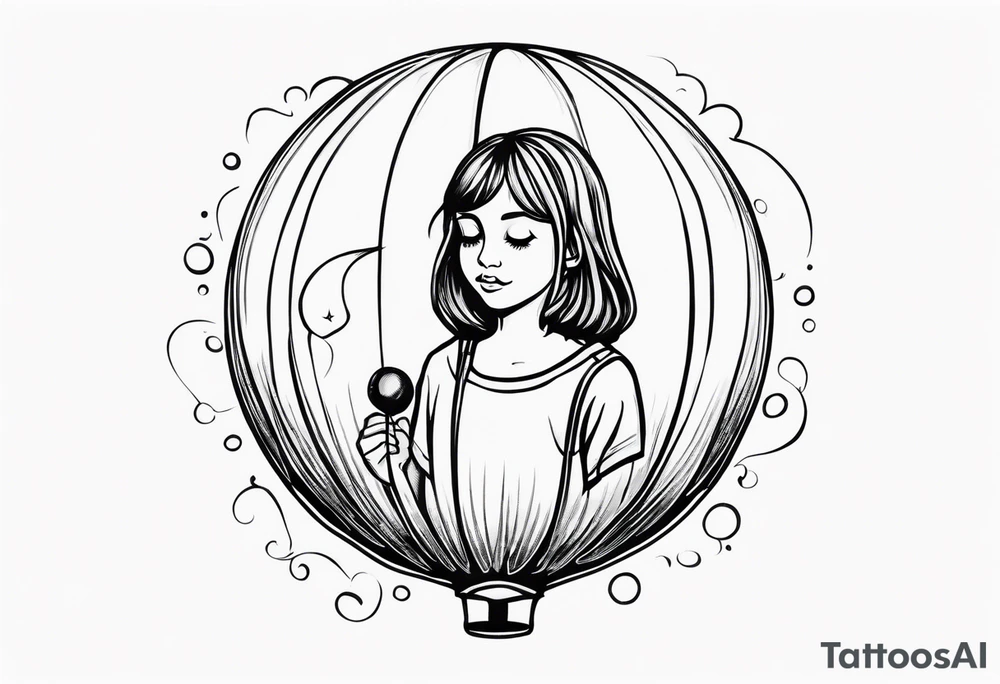 Sally holding a ballon with jack skellignton's face tattoo idea