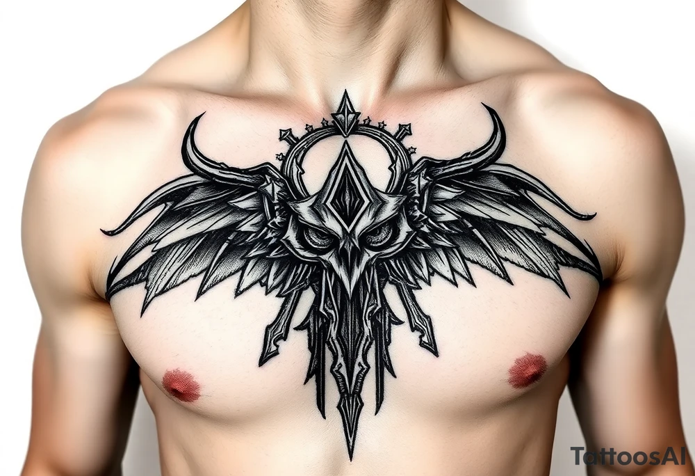 A chest tattoo of the mark of shame from halo tattoo idea