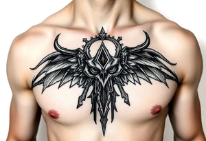 A chest tattoo of the mark of shame from halo tattoo idea