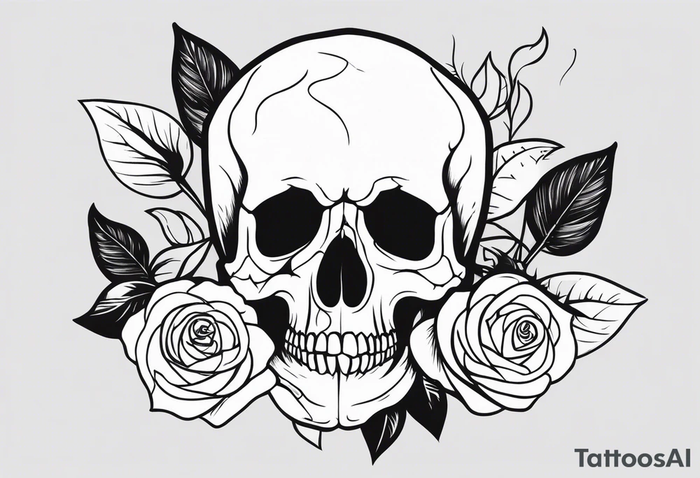 skull and roses tattoo idea
