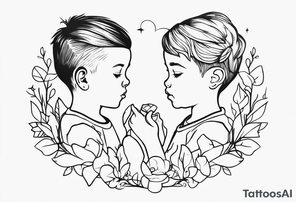 2 kids names tattoo idea