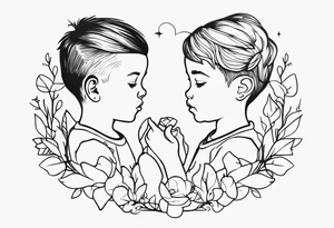 2 kids names tattoo idea