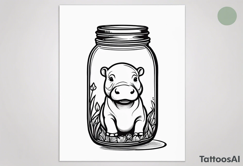 Baby hippo Mason jar tattoo idea