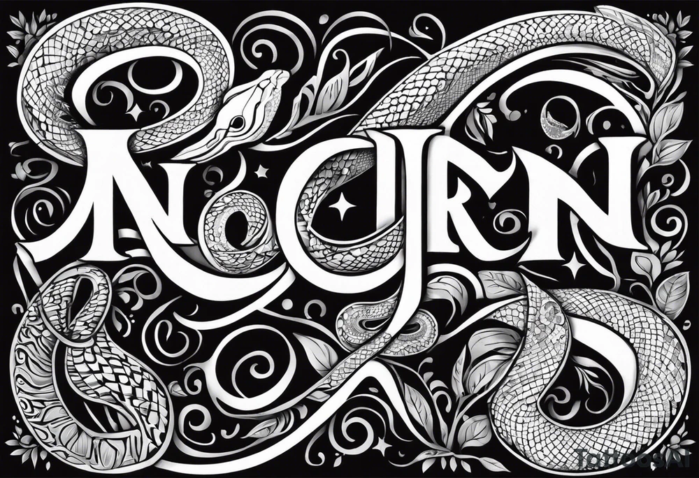 Harmony with a python through it tattoo idea