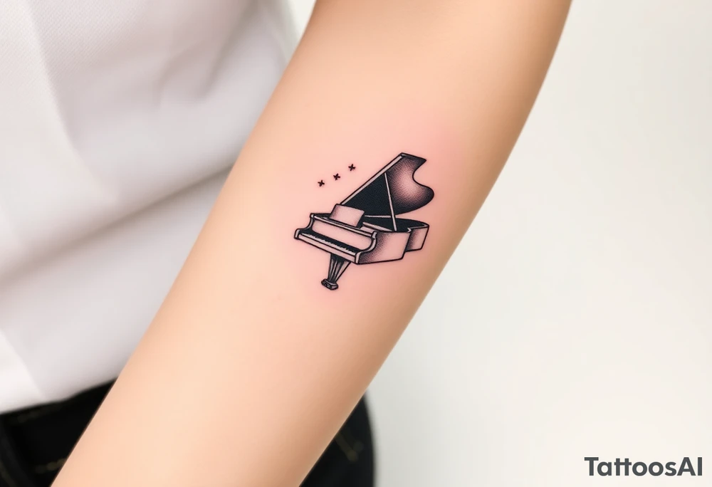 grand piano under the stars swirl treble tattoo idea