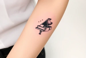grand piano under the stars swirl treble tattoo idea