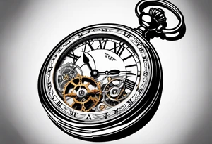 old school pocket watch
 exploded showing inner mechanism tattoo idea