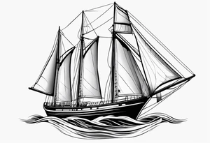 front bow sails with lighthouse on board tattoo idea