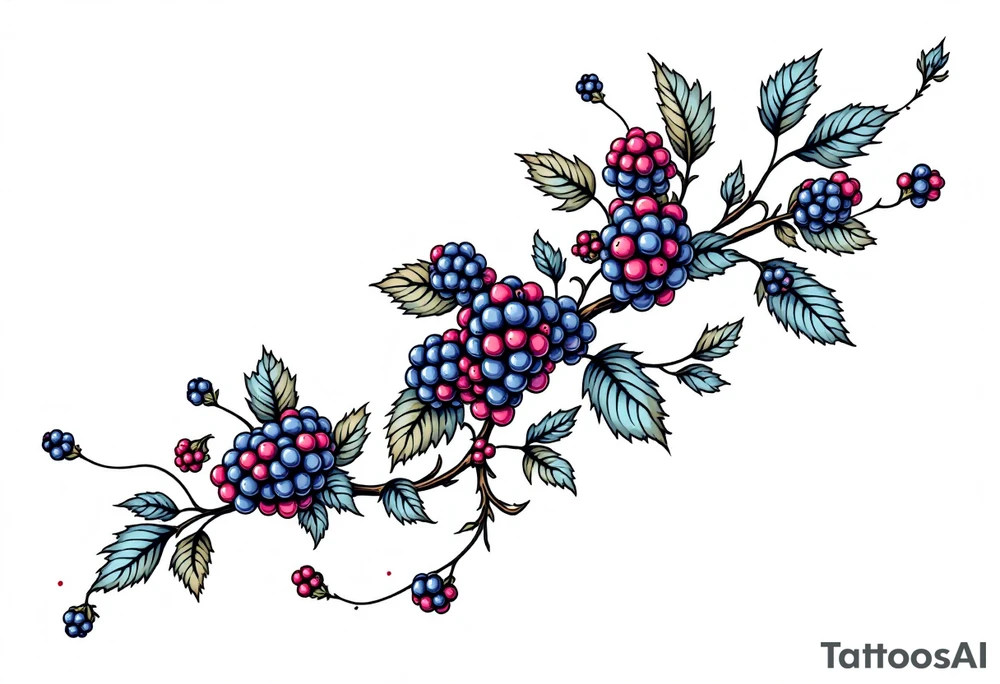 American traditional style Blackberry vine to wrap around an arm tattoo idea