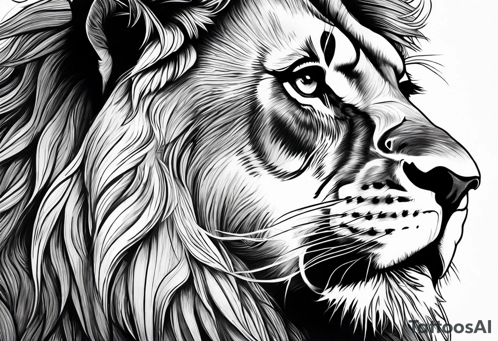 powerful majestic lion, close-up tattoo idea