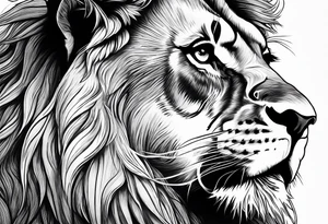 powerful majestic lion, close-up tattoo idea