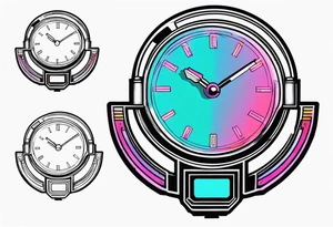 retrowave clock tattoo idea