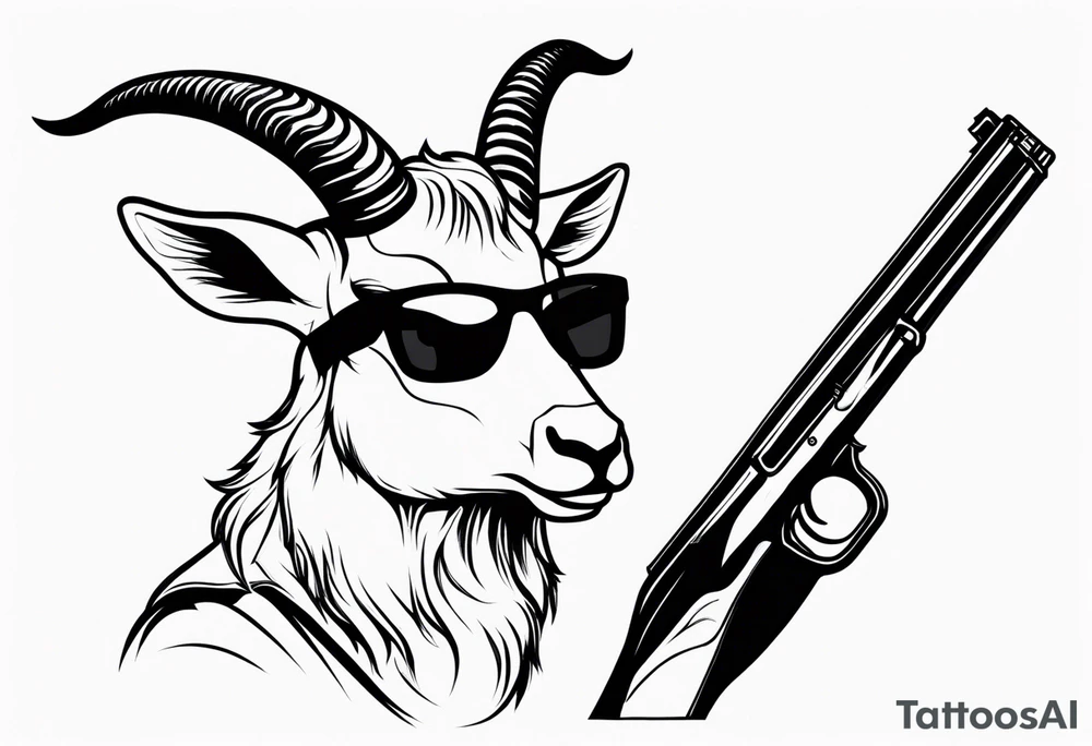 capricorn with sunglasses and shotgun tattoo idea